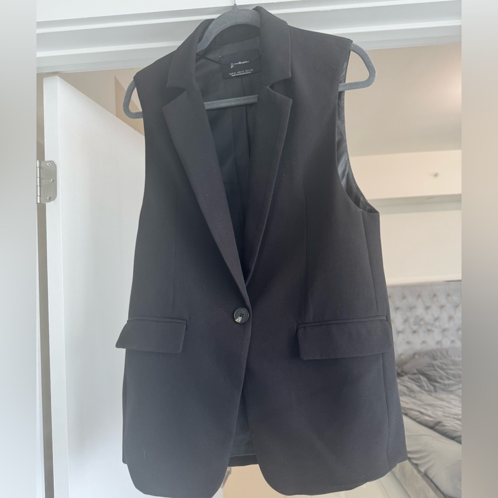 bershka longline tailored waistcoat black size S